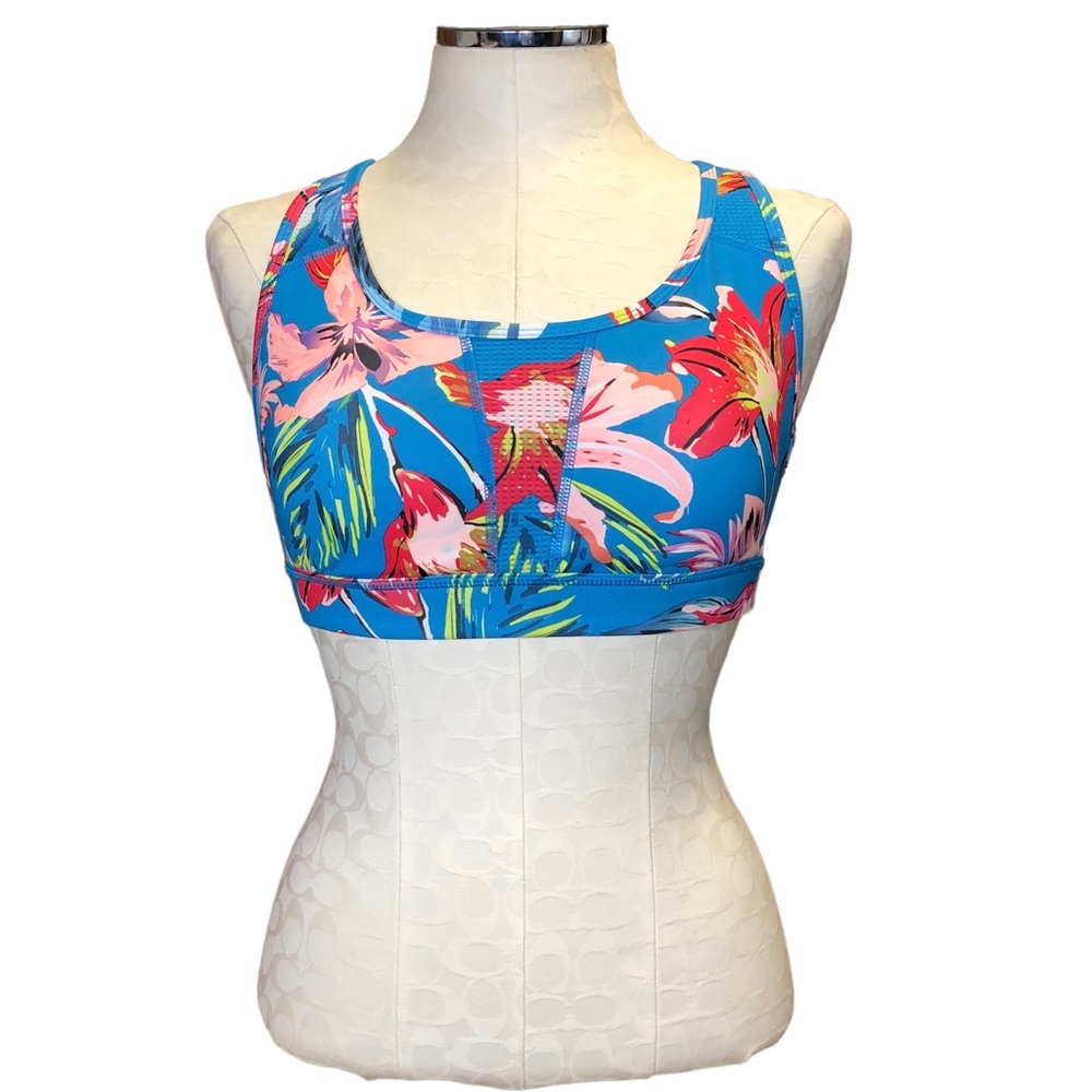 Fila Sport | Low Impact Sports Bra Blue Floral Print Racerback Size Large